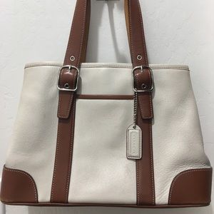Vintage Coach “Hampton” White Leather Handbag